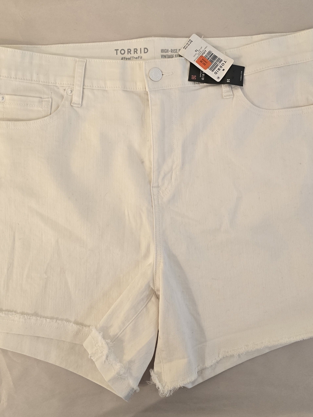 TORRID White Denim Cutoff Shorts High Rise Frayed Hem NWT Plus Size 16 - Picture 14 of 16